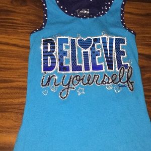 Blue shirt with a inspirational quote